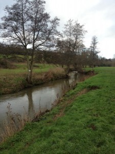The Midford Brook project site, overwidened and straightened.