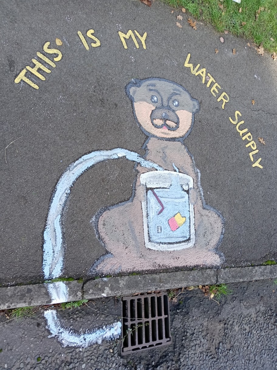 Chalk drawing of otter